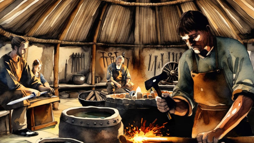An artist’s impression of the blacksmith’s workshop, enhanced with generative AI. Photo: DigVentures