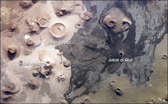 Вулканічне поле Харрат Хайбар. Фото: НАСА