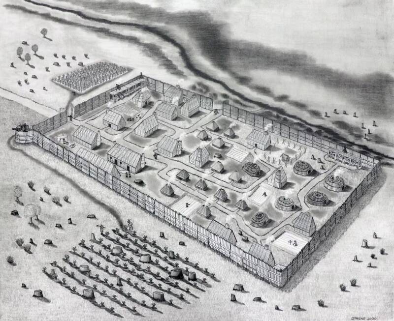 A depiction of what the 17th-century fort may have once looked like. Photo: Historic St. Mary’s Commission
