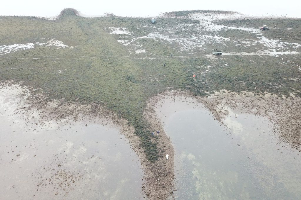 Walls of the sunken fort are revealed in low tide in Clew Bay. Photo: Irısh Independent 