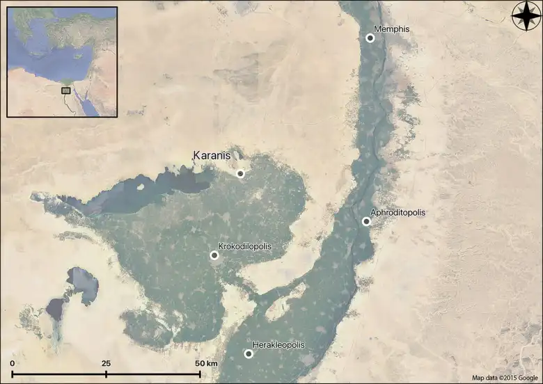Location of Karanis and nearby settlements. Credit: Laura Motta et al. / Antiquity
