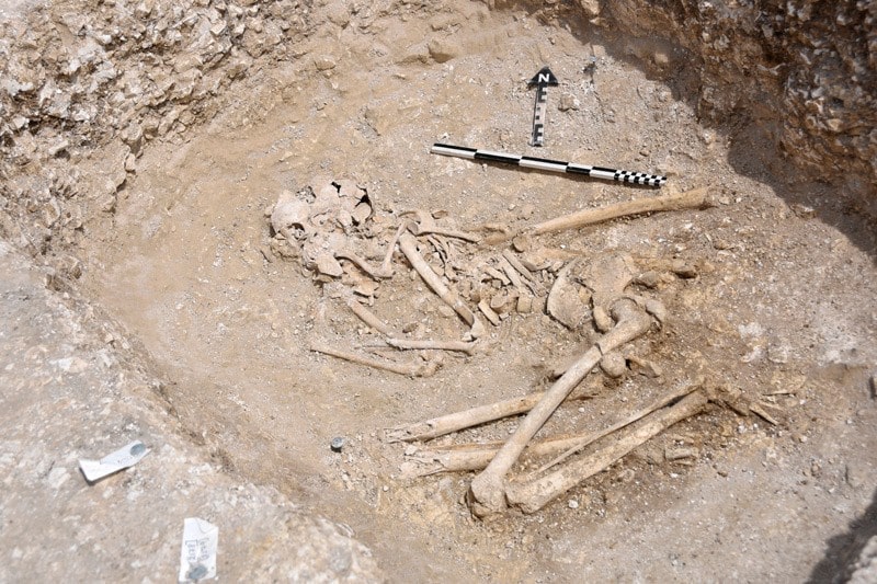 A woman in her thirties was buried with a number of Roman-style wine vessels. Photo: Bournemouth University