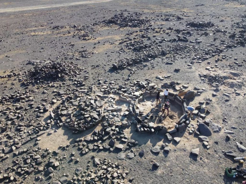 An aerial view of some standing stone circles. Image credit: RCU/University of Western Australia/University of Sydney.