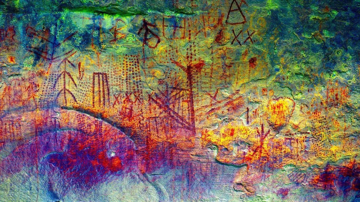 An enhanced view showing some of the rock art discovered in Venezuela. Credit: José Miguel Pérez-Gómez