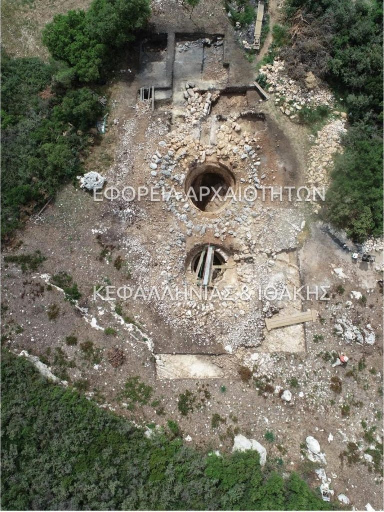 Aerial view of the wells found in Kefalonia.Photo: Ministry of Culture of Greece