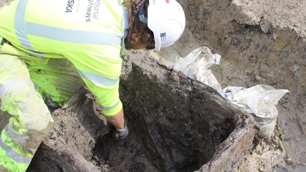 Archaeologists discovered two deep wells at the site Photo: MOLA