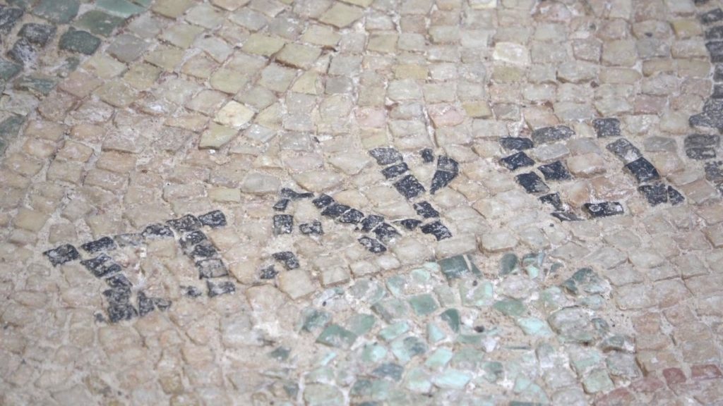 The research revealed that the words 'ΠAPEM' and 'BOΛH' written in Greek on the medallion with a god figure in the middle of the mosaic symbolize the Roman military unit. Photo: İHA