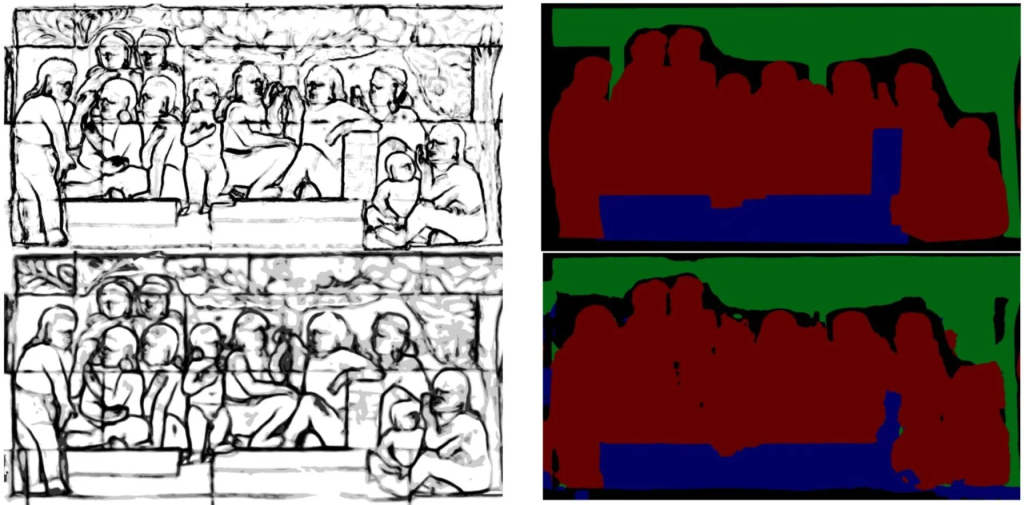 A soft-edge map (left) and semantic map (right) of the 2d relief image Credit: Pan et al. 2024