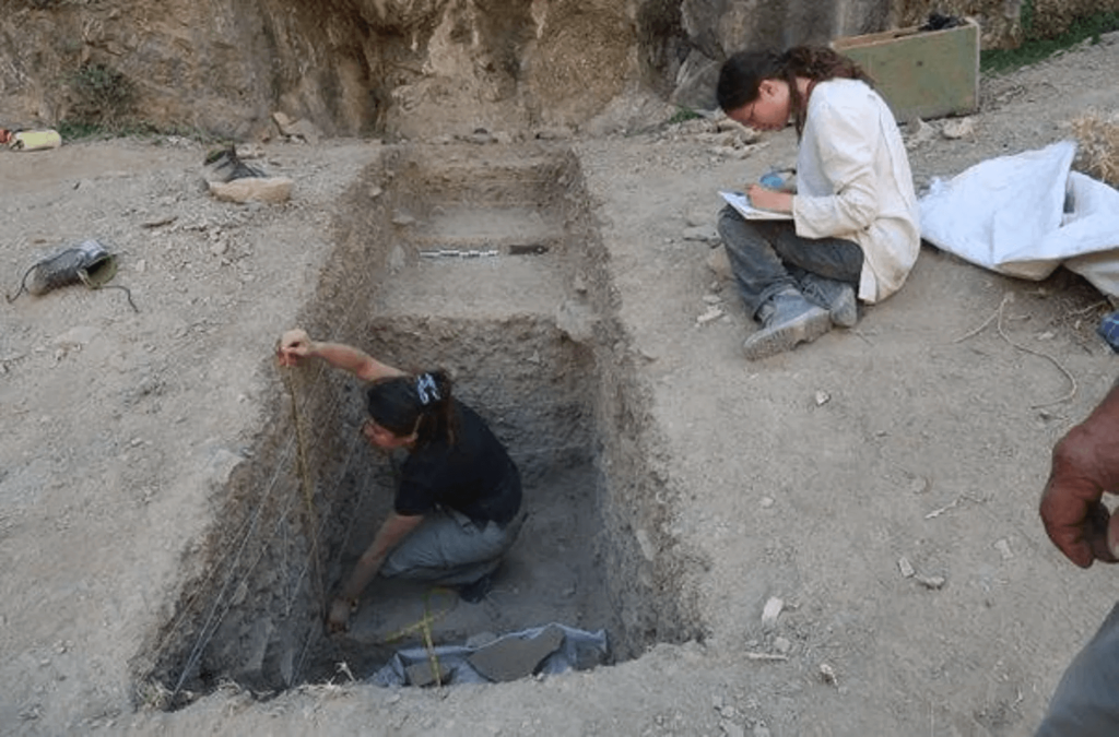 Archaeologists working at Soii Havzak, Tajikistan, site during excavations. Photo Credit: Yossi Zaidner and Team