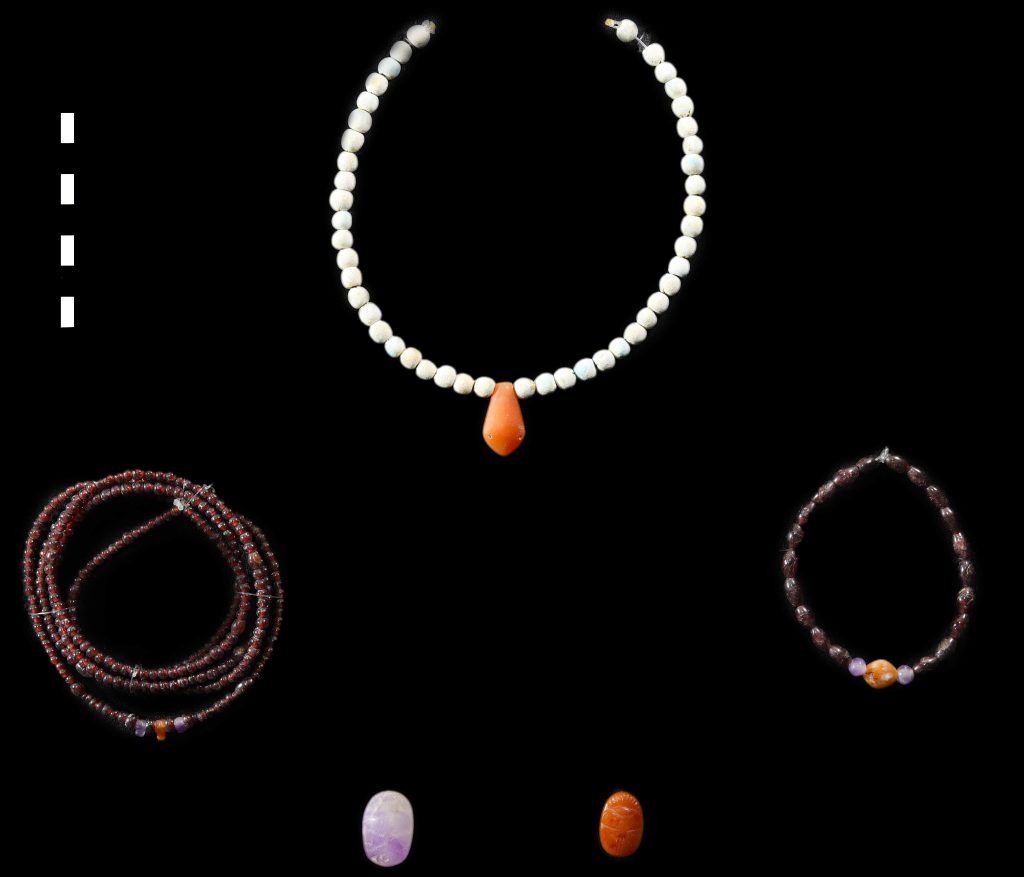 Beaded jewelry found in Middle Kingdom tomb at Luxor. Photo: South Asasif Conservation Project