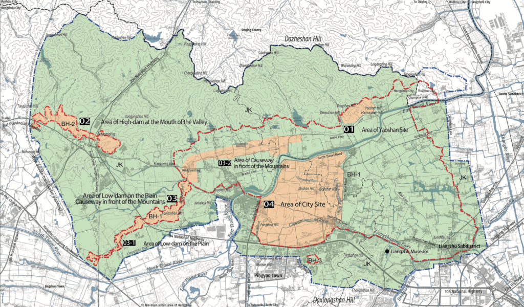 Topographic map of Liangzhu Site