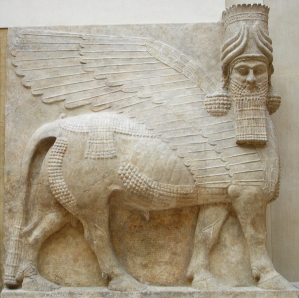 Image of an Assyrian mythical creature from Sargon II’s palace at Khorsabad. Credit: Marie-Lan Nguyen.