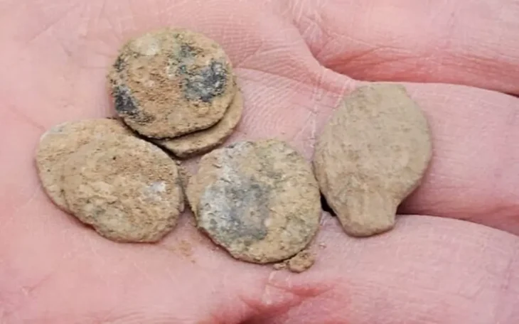 Some of a cache of newly discovered Maccabi-era coins. Credit: Dr. Shai Bar/Zinman Institute of Archaeology at the University of Haifa