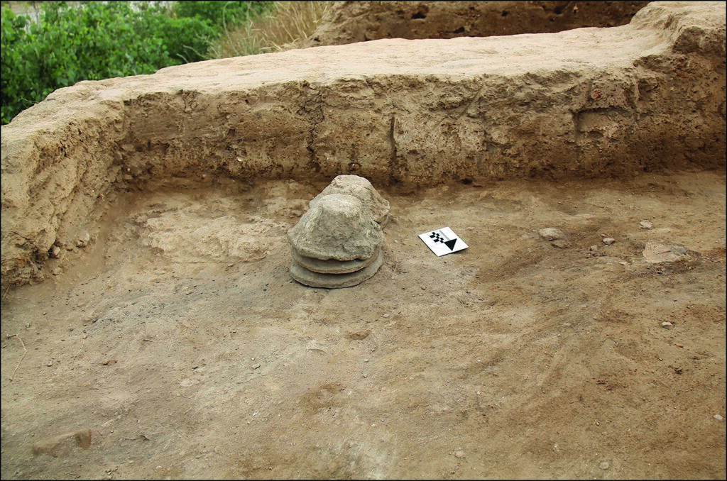 Stacks of upturned beveled rim bowls on the floor of the Phase 3 space in Area I. Credit: Antiquity, https://doi.org/10.15184/aqy.2024.189