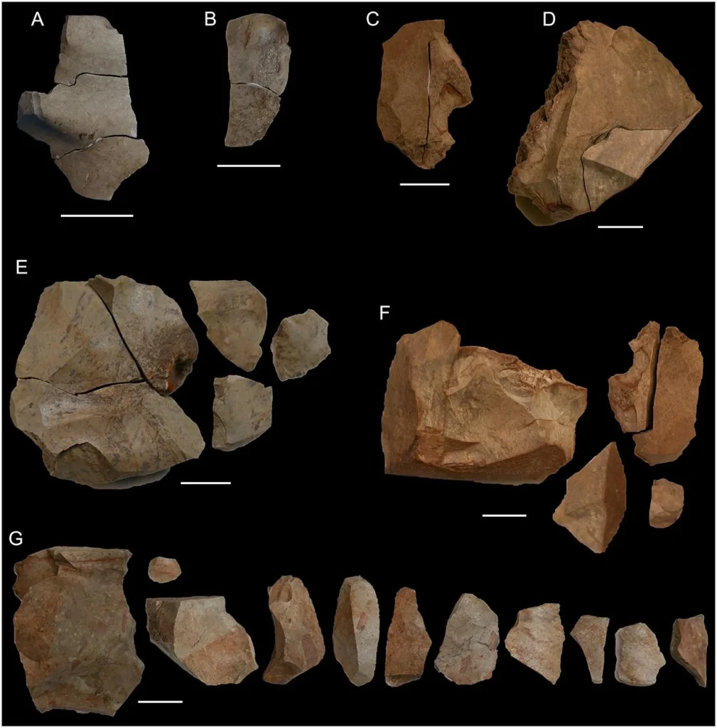 Details of refit sets identified in the Sunbury Ring G artifacts. Credit: Caroline Spry et al., Australian Archaeology (2025)