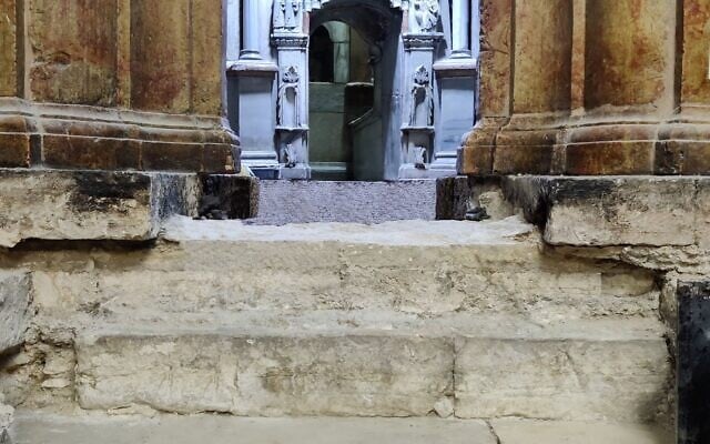 A partially excavated floor in the Church of the Holy Sepulchre in Jerusalem in June 2023 reveals the different types of construction and masonry used throughout the centuries. Credit: Archivio Università La Sapienza, Roma