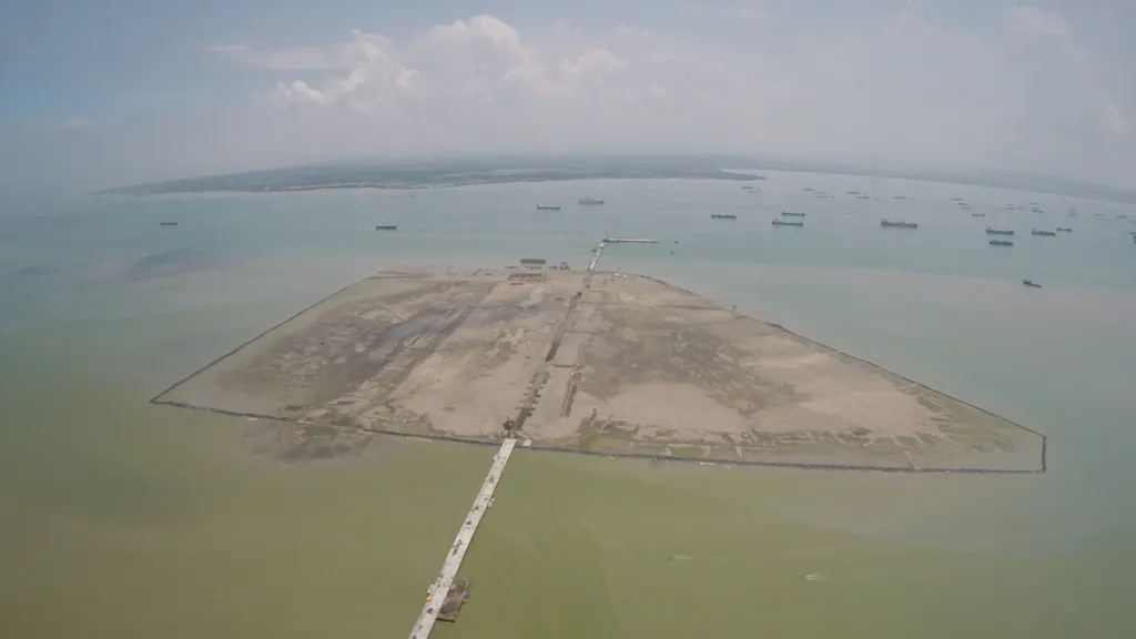Aerial photo of the Madura Strait. Credit: Berghuis et al. (2024), Quaternary Environments and Humans.