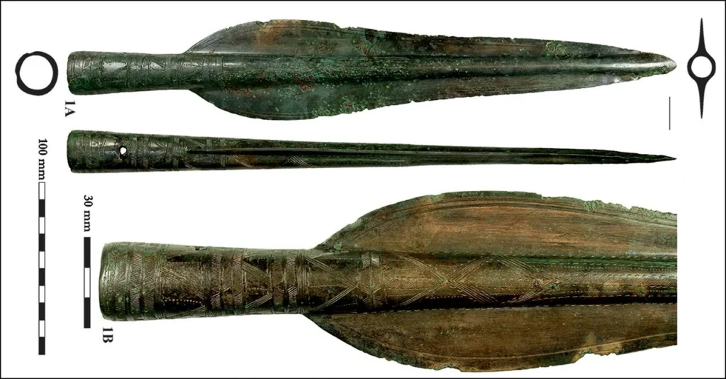 Alpine-style spearhead from Hoard I on Somló Hill in Hungary. Credit: Bence Soós et al., Antiquity (2025)