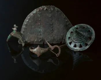 Some of the metal artifacts from the Early Iron Age discovered on Somló Hill, Hungary (photograph by László György). Credit: Bence Soós et al., Antiquity (2025)