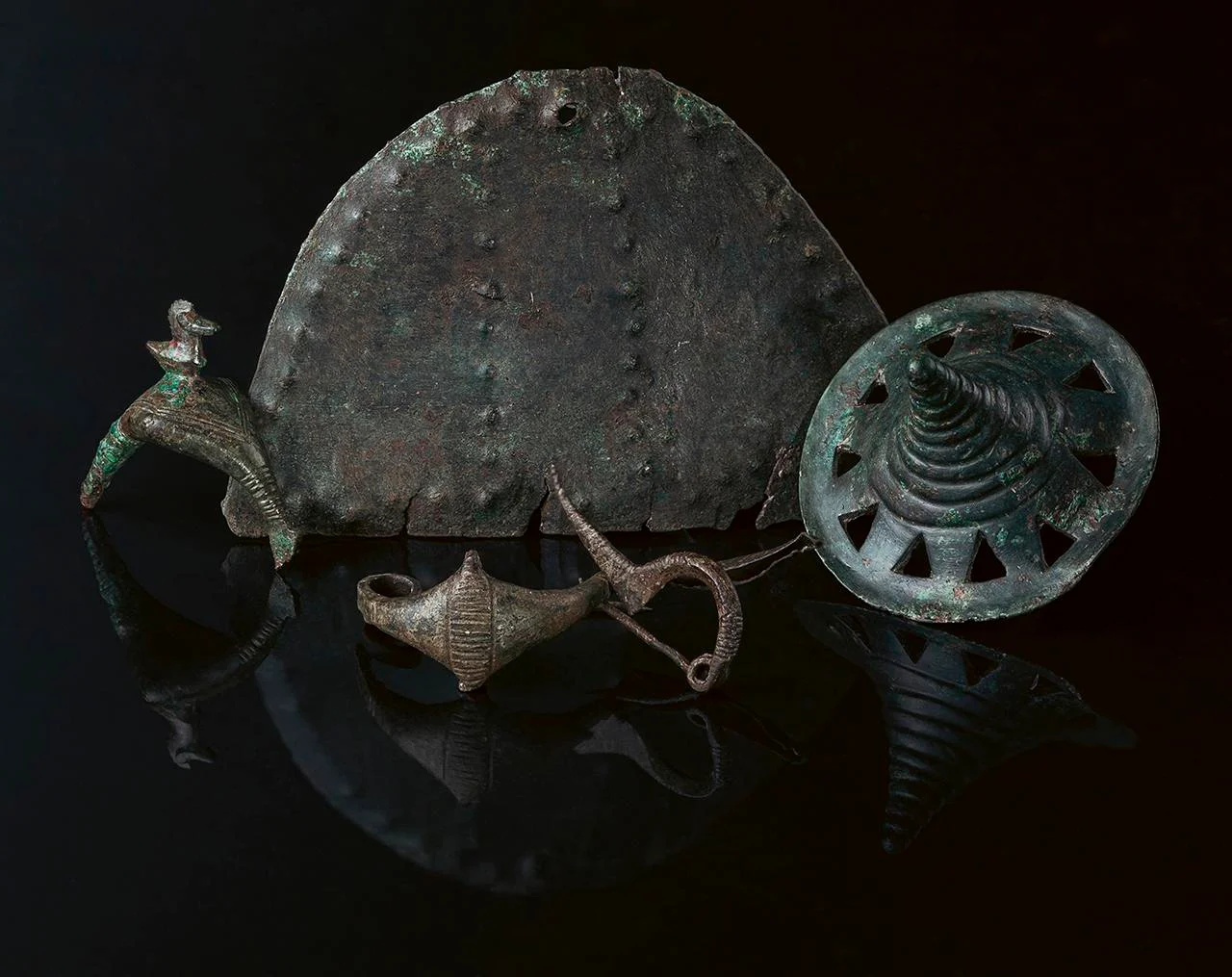 Some of the metal artifacts from the Early Iron Age discovered on Somló Hill, Hungary (photograph by László György). Credit: Bence Soós et al., Antiquity (2025)