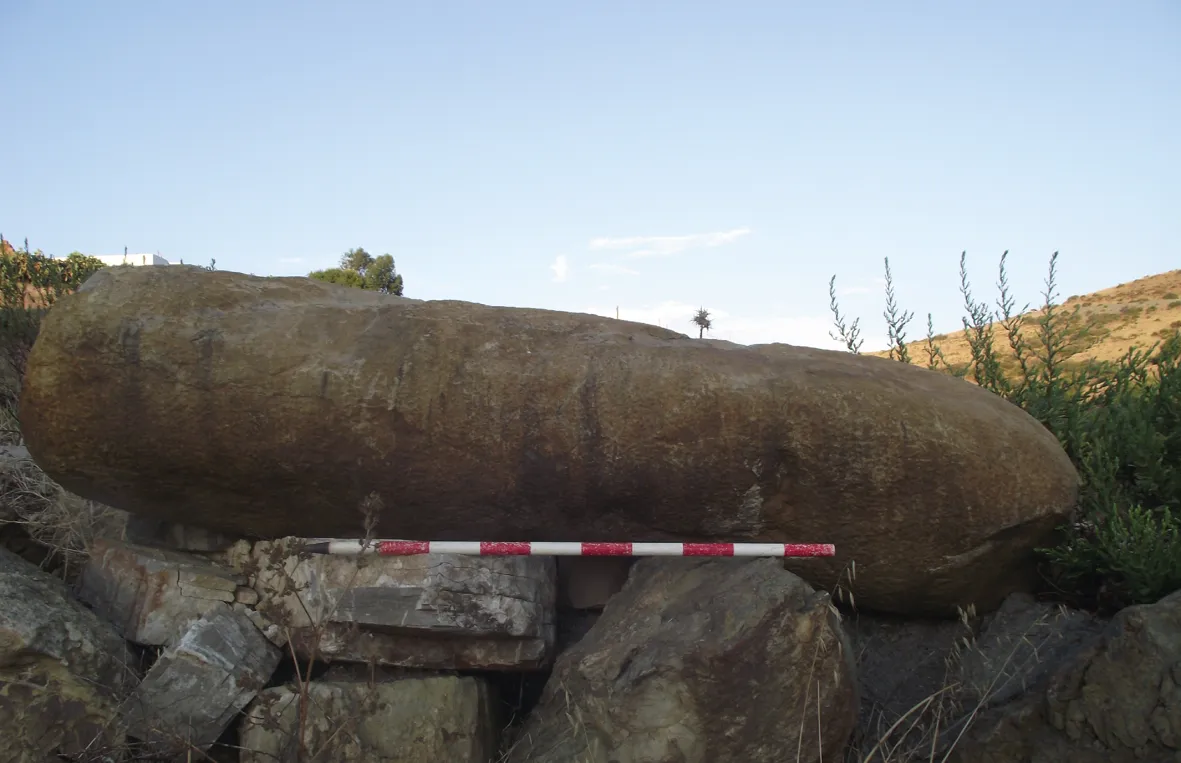 One of the standing stones the team found, which might have been used to mark territory. Credit: Hamza Benattia
