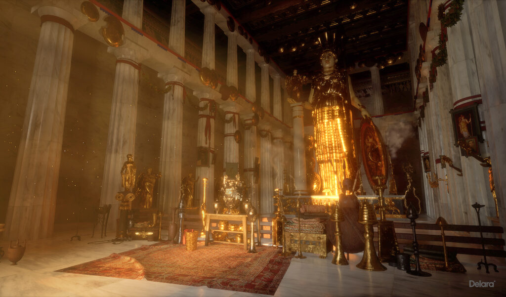 Enriched frontal view of the interior of the Parthenon. Credit: Juan de Lara