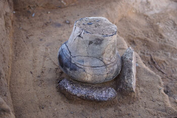 This very small, bottle-shaped urn likely contained a child. Cover Image Credit: Archaeological Museum Hamburg / BU