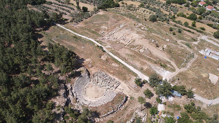 Aerial drone view of the ancient city of Hyllarima, located in southwestern Türkiye’s Muğla province. Credit: AA