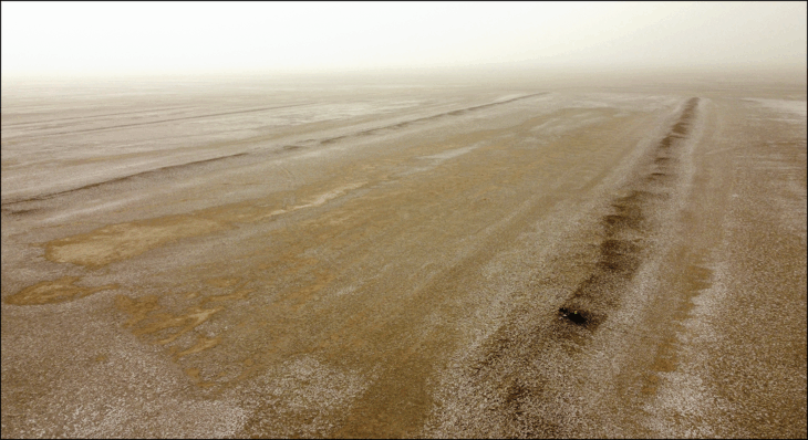 Drone photograph looking west showing several linear ridge features within the study area. Sample site 2 is visible in the lower right-hand corner. Credit: Antiquity- doi:10.15184/aqy.2025.72