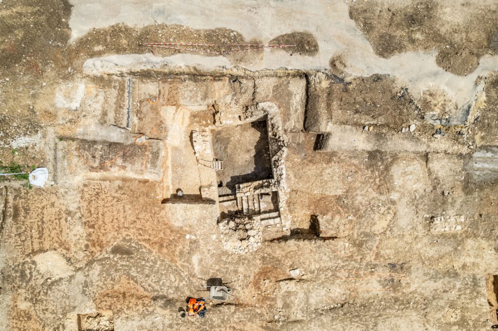 Drone view of a cellar that was part of the building, preserved to a depth of 2.20 meters. Credit: Hamid AZMOUN, Inrap