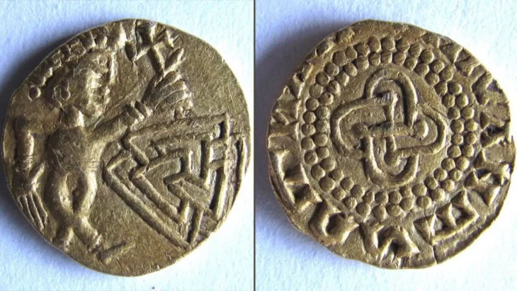 This 7th-century gold coin, no larger than a fingernail, offers a rare glimpse into early Anglo-Saxon artistry and symbolism. Credit: Adrian Marsden