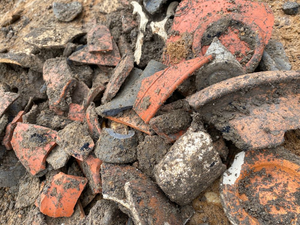 Ceramic fragments recovered from the Roman settlement of Ulpia Noviomagus in Nijmegen, providing valuable data on domestic usage and trade in the 2nd–3rd century A.D. Credit: Gemeente Nijmegen