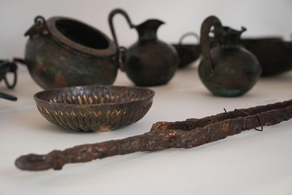Photos of artifacts unearthed from Tumulus T26 in the ancient city of Gordion, Ankara, Türkiye, June 4, 2025. Credit: AA