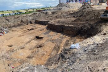 Excavation site of the newly discovered Roman building near the Waal River in Nijmegen. Credit: Gemeente Nijmegen