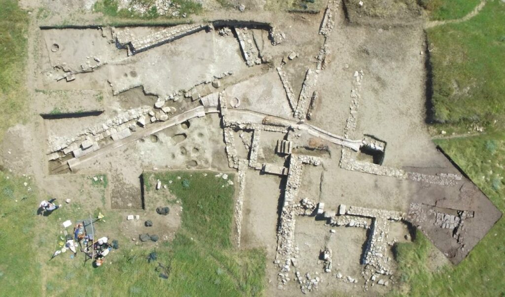 A detailed aerial view of the Gradishte site, providing valuable insights into its spatial organization and archaeological features. Credit: Courtesy of Dejan Gjorgjievski