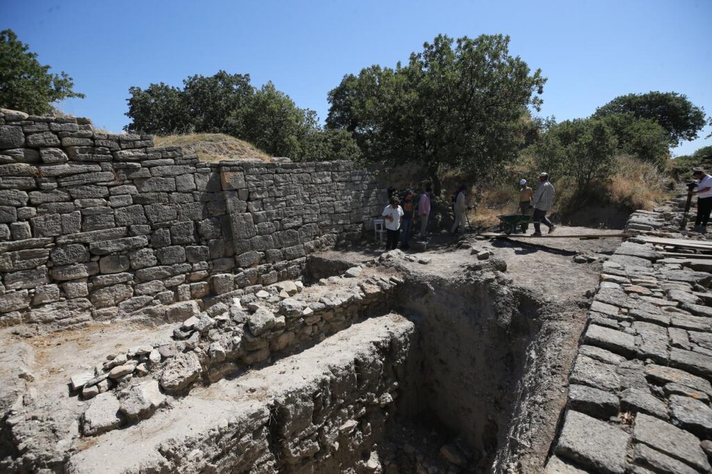 A view of ongoing archaeological excavations at the ancient city of Troy in Çanakkale, Türkiye. Credit: AA
