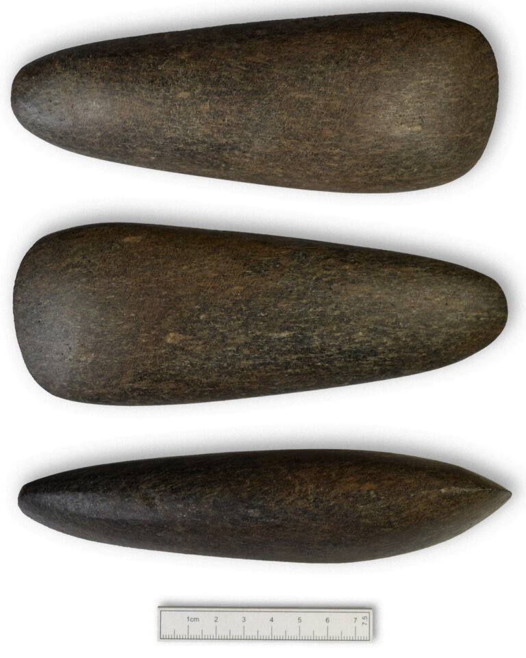 Different sides of the Carnoustie Neolithic polished axe. Credit: GUARD Archaeology