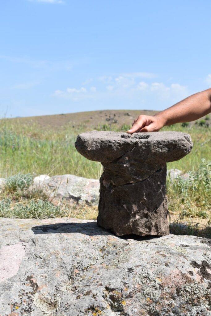 
One of the most striking finds from this season’s excavation: fully preserved Ionic capitals and bases, coated with plaster. Credit: Courtesy of Dejan Gjorgjievski