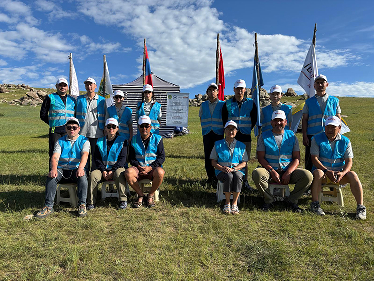 Turkish and Mongolian archaeological team members led by Prof. Dr. Kürşad Yıldırım during the ongoing excavation at the sacred Bor Ovoo site in Mongolia. Doç. Dr. Elvin Yıldırım, Dr. Ferhat Çiftçi, Şeyma Sapma, Prof. Dr. Kürşad Yıldırım, Doç. Dr. Ulziibayar Sodnom, Prof. Dr. Erdene Myagmar, and researcher Tsenguun Ganbold. Credit: Aişe Hümeyra Akgün - AA