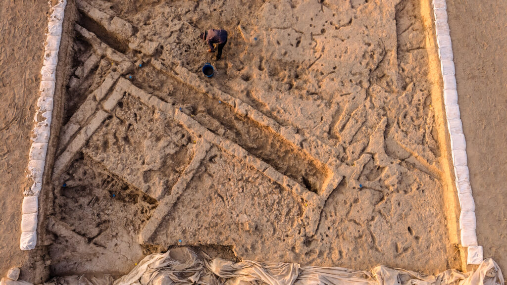 At Canhasan 3 Mound in Karaman, archaeologists uncovered one of the earliest known streets of the Neolithic Age, dating back 750 years before the 9,000-year-old Çatalhöyük. Credit: DHA