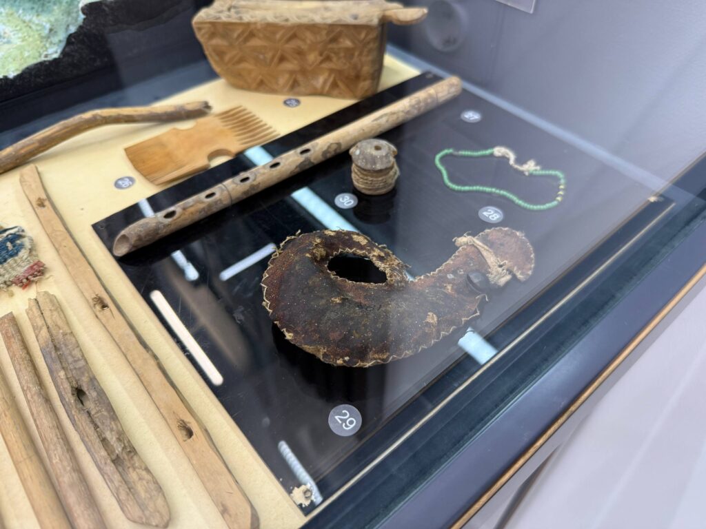 Also from Moschevaya Balka comes a tiny leather toy shaped like a rooster, dating from the same Alan period. Credit: Riakchr