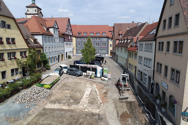 Excavation area with foundations of the Romanesque synagogue. Credit: KT Kohler & Tomo Archaeology