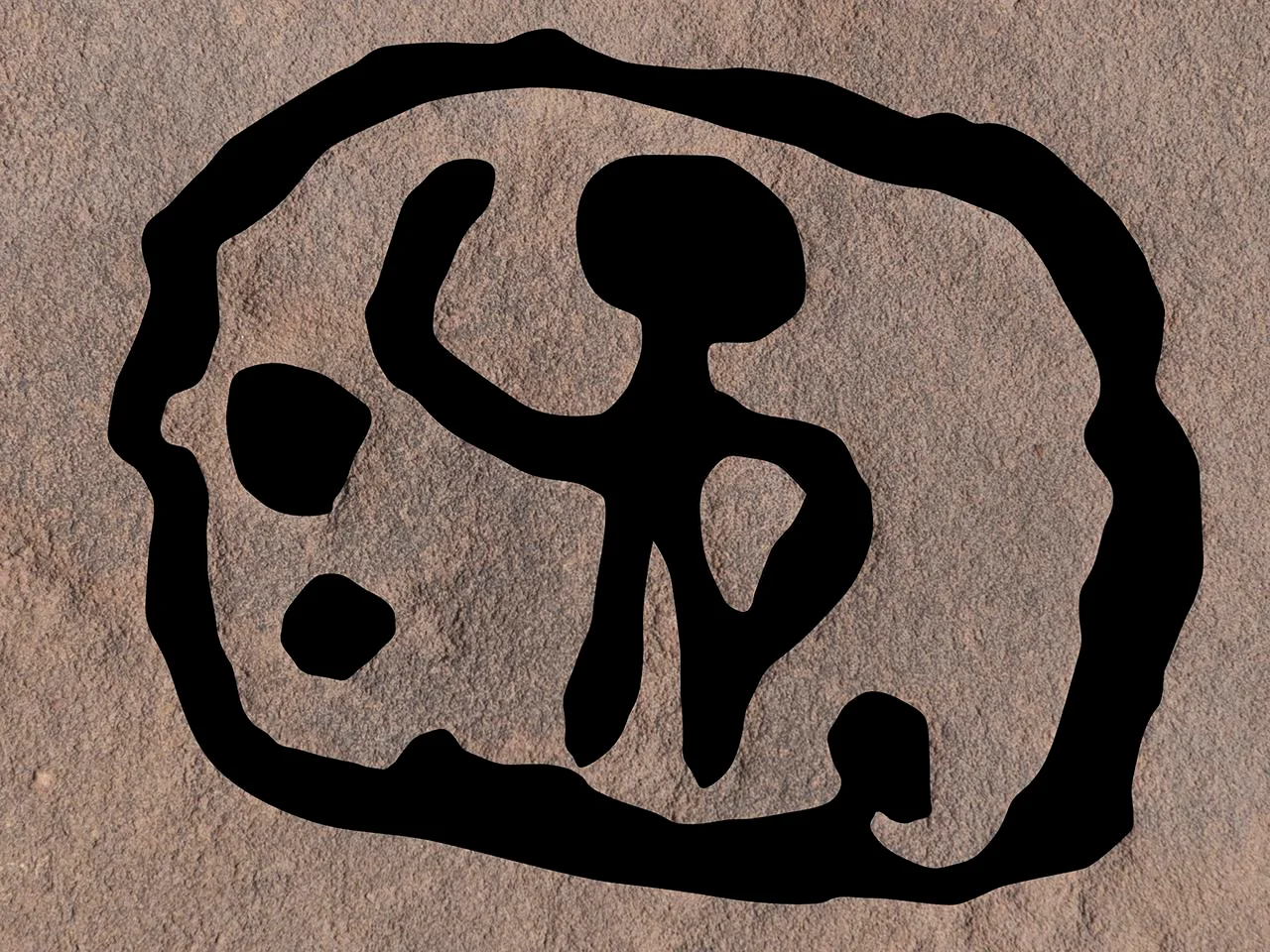 Martial scene of submission: The ruler crushes a man lying beneath him. The two round shapes behind him are not spheres, but severed heads. Credit: Johann Thiele