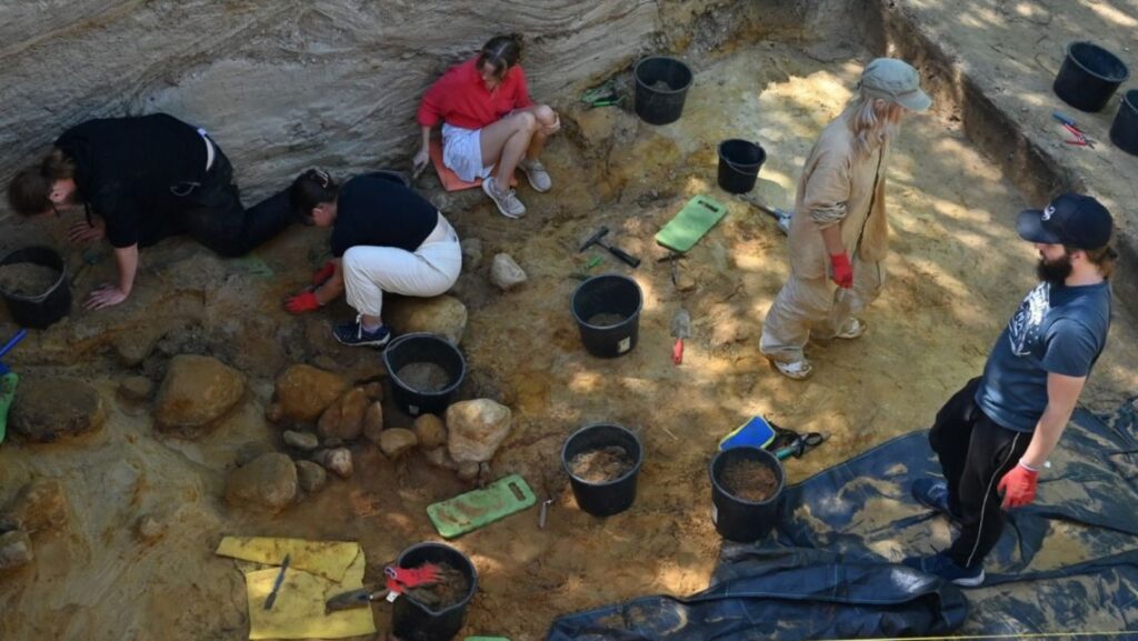 The site was used to fix tools deployed to butcher animals, including rhinoceroses. Photo: Faculty of Archaeology UW/Facebook