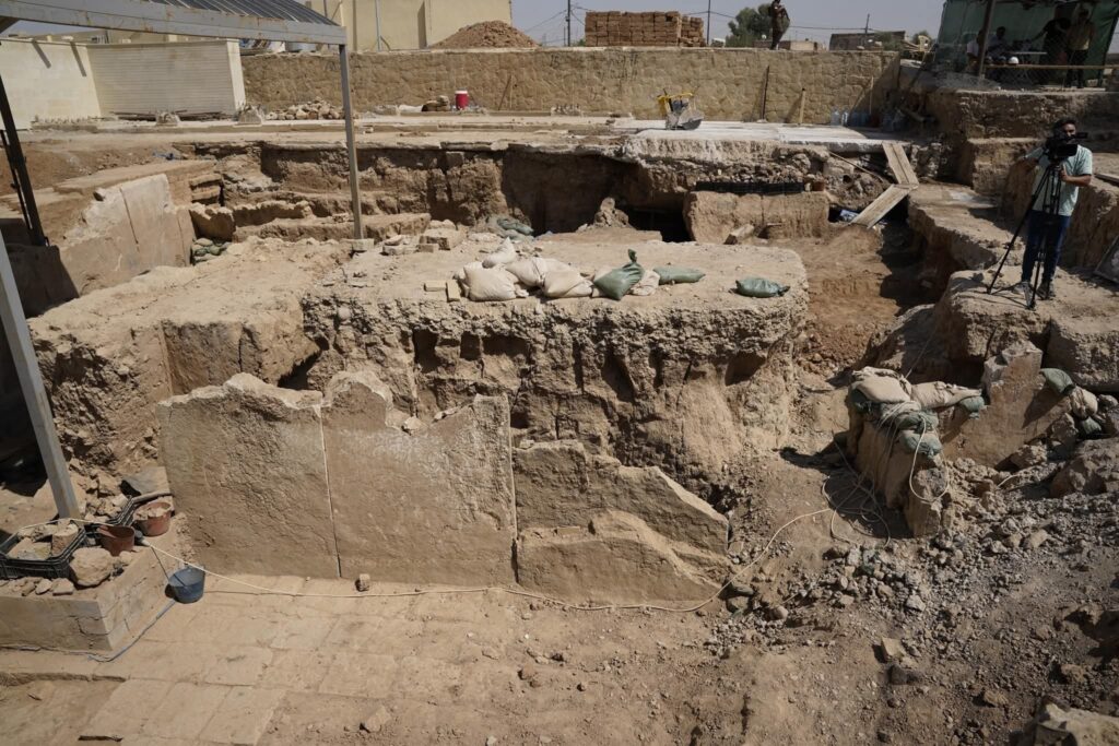 Discovery of the Largest Winged Bull in Assyrian History, Standing 6 Meters Tall, Behind the Prophet Jonah Mosque in Mosul, Iraq. Credit: IRAQ PLACES