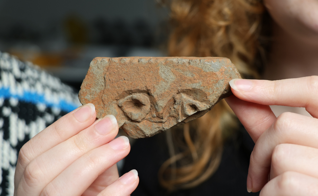 The Pictish stone resembling a human face. Credit: University of Aberdeen