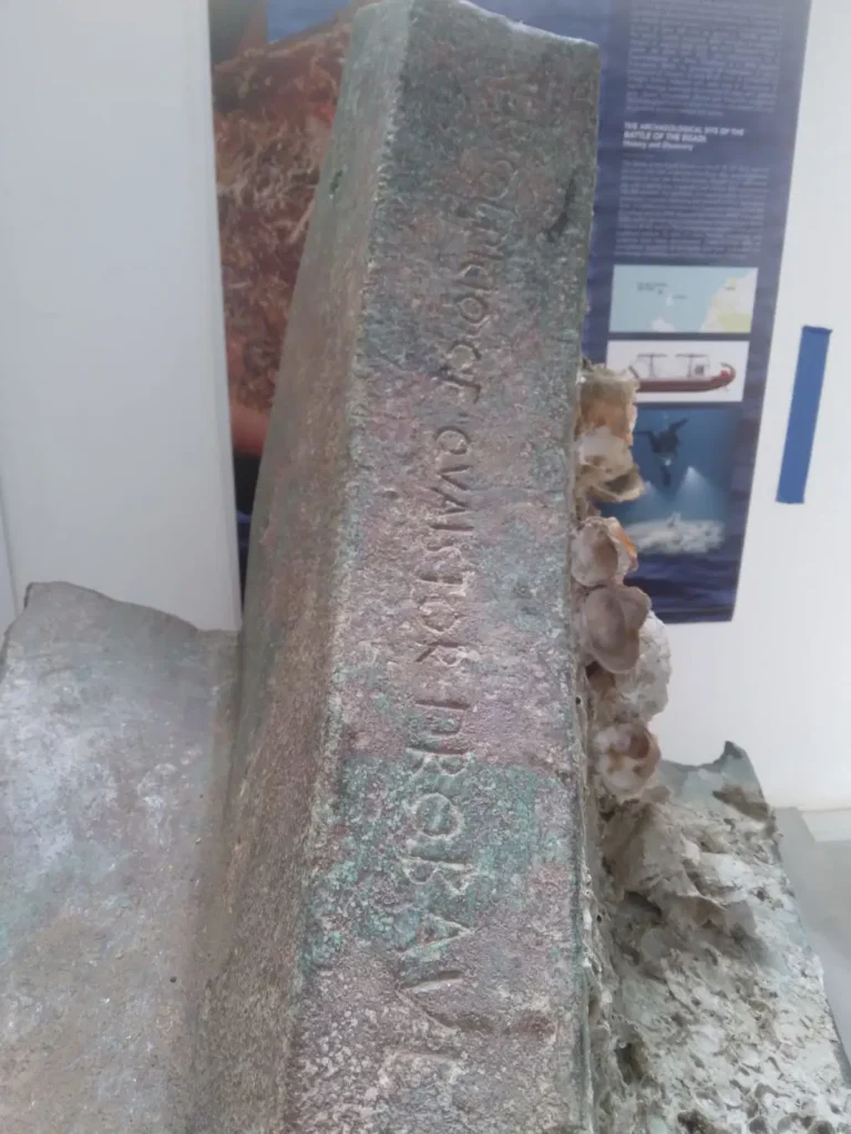 Bronze naval rostrum 25 used to ram enemy ships, recovered from the Battle of the Egadi site. Credit: Regione Siciliana