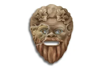 Artistic reconstruction of the satyr theater mask discovered in Phanagoria. Credit: Oleg Deripaska’s Volnoe Delo Foundation