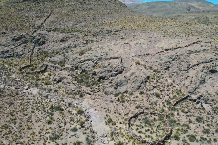 Aerial photo of a double chacu above. Credit: University of Exeter