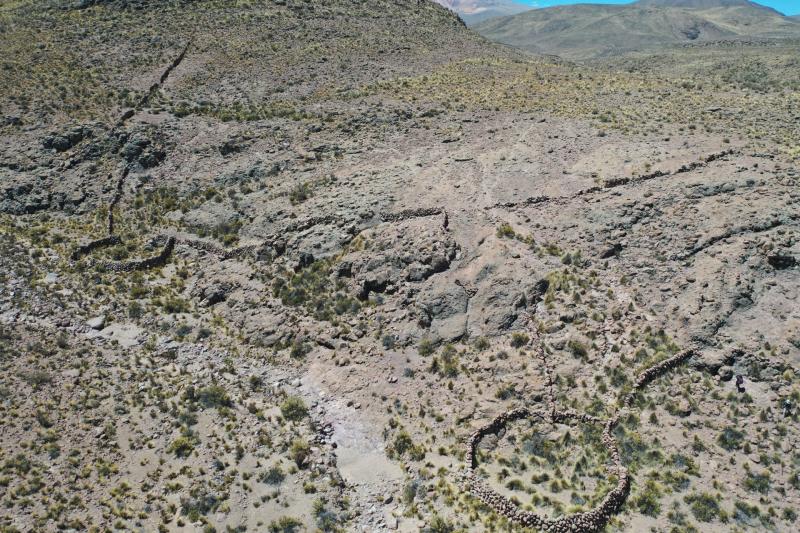 Aerial photo of a double chacu above. Credit: University of Exeter